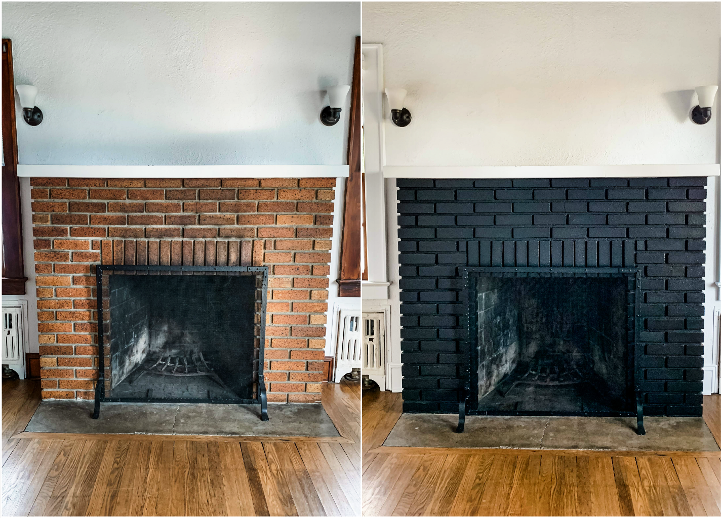 Home Improvement, Brick Fireplace Before & After, Black Brick Fireplace, Tilden of To Be Bright